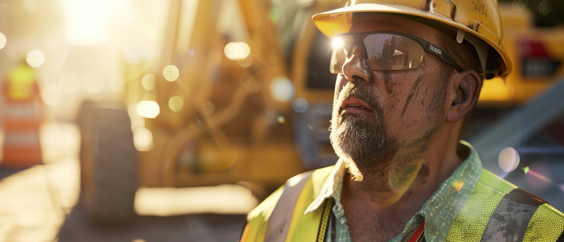dynamic image of construction foreman wearing protection gear on site